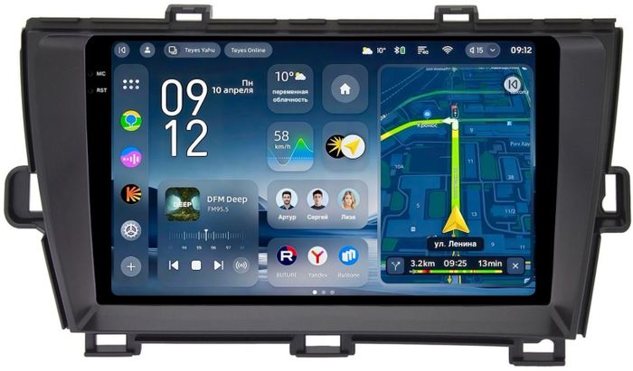 Магнитола для Toyota Prius 30 2009-2015 (левый руль, рамка черная) - Teyes CC4-PRO монитор 9.5" 2K QLED на Android 13, Snapdragon 778G, ИИ, CarPlay, DSP, 4G SIM-слот