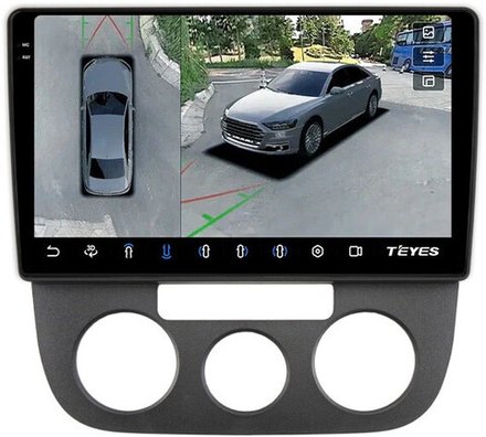 Магнитола для Volkswagen Jetta 5 2005-2010 (кондиционер) - Teyes CC3-2K-360 на Android 10, 2K QLED, 6Гб+128Гб, CarPlay, 4G SIM-слот, 4 камеры в комплекте