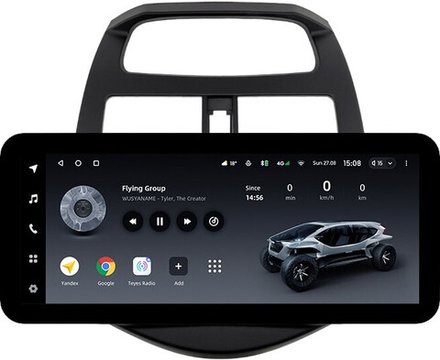 Магнитола для Chevrolet Spark M300 2009-2022, Ravon R2 (рамка матовая) - Teyes LUX ONE ROUND монитор 12.3" 2K QLED на Android 10, CarPlay, 4G SIM-слот