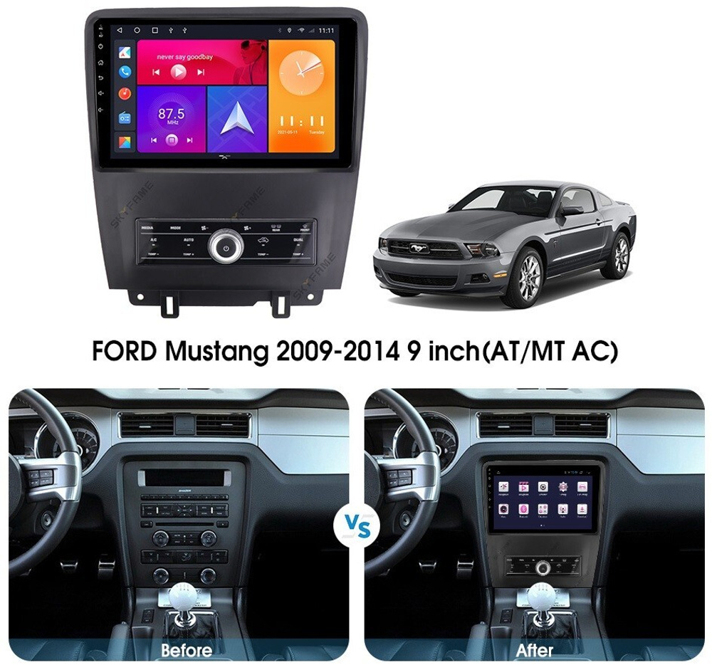 Магнитола для Ford Mustang 5 2009-2013 S197 - Kuberg SF-1103 QLed, Android 12, TS10, CarPlay, 4G SIM-слот