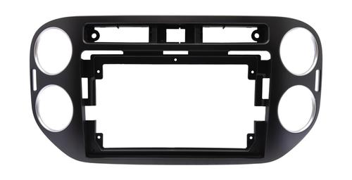 Комплект рамки с разъёмами 9"+can VW Tiguan 2011-2016 (квадратная аварийка) черный глянец