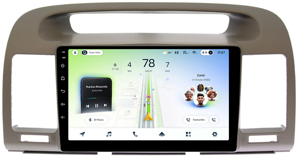 Магнитола для Toyota Camry 30 2001-2006 (рамка оливковая) - Teyes CC4L монитор 9" IPS на Android 14, Snapdragon 662, CarPlay, 4G SIM-слот