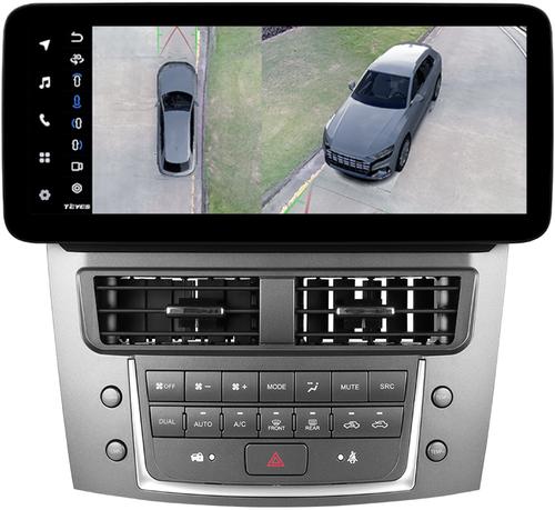 Магнитола для Lexus IS250 XE20 2005-2013 (ШГУ монохром, рамка LUX) - Teyes LUX ONE 360 монитор 12.3" 2K QLED на Android 10, 6/128Гб, CarPlay, 4G SIM-слот, 4 камеры в комплекте
