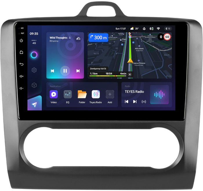 Магнитола для Ford Focus 2 2004-2011 (климат, рамка черная) - Teyes CC3L монитор 9" IPS на Android 10, CarPlay, 4G SIM-слот