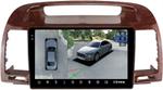 Магнитола для Toyota Camry 30 2001-2006 (рамка дерево 1) - Teyes CC3-2K-360 монитор 9.5" 2K QLED на Android 10, Быстрая, CarPlay, 4G SIM-слот, 4 камеры в комплекте