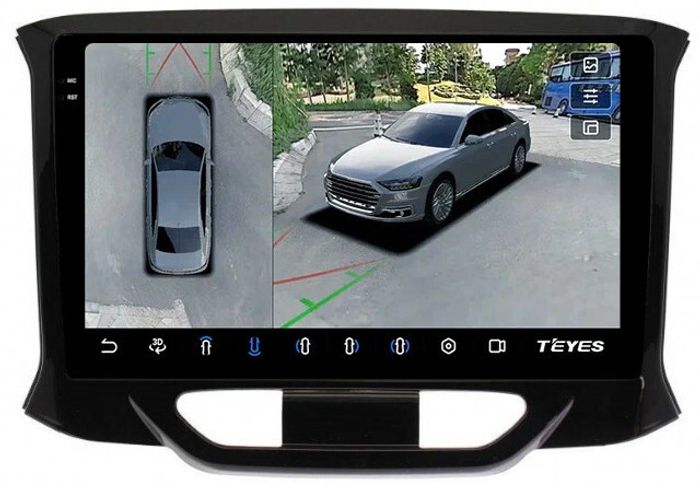 Магнитола для Lada Xray 2015-2022, Xray Cross - Teyes CC3-2K-360 на Android 10, 2K QLED, 6Гб+128Гб, CarPlay, 4G SIM-слот, 4 камеры в комплекте