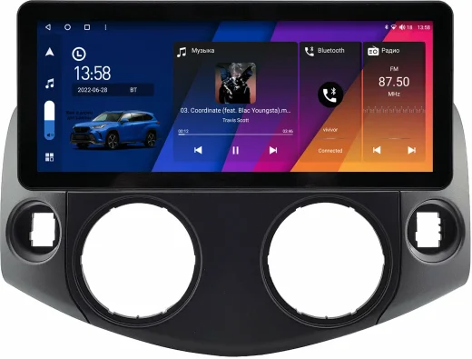 Магнитола для Toyota RAV4 30 2005-2012, Vanguard - Canbox H-Line 0213 монитор 12.3" QLED в стиле Audi на Android 10, ТОП-процессор, CarPlay, 4G SIM-слот