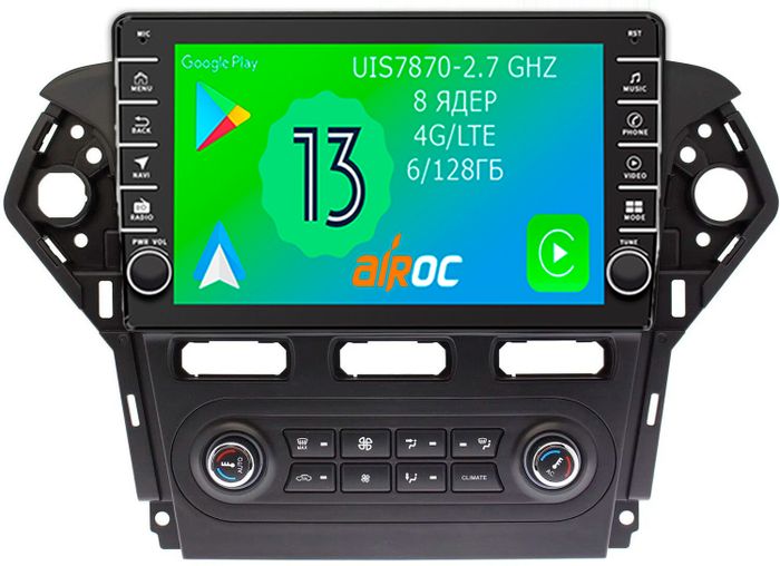 Магнитола для Ford Mondeo 4 2010-2015 (нави) - Airoc AB-1713N (кнопки и крутилки), Android 13, Быстрая, SIM-слот, CarPlay