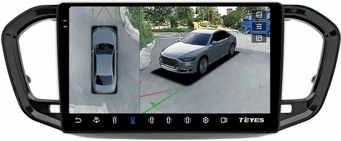 Магнитола для Lada Vesta NG 2023+ (ШГУ, рамка черная глянцевая 9) - Teyes CC3-2K-360 на Android 10, 2K QLED, 6Гб+128Гб, CarPlay, 4G SIM-слот, 4 камеры в комплекте