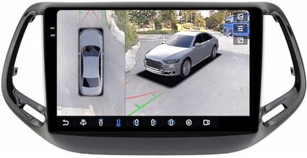 Магнитола для Jeep Compass 2 2016-2022 - FarCar BX1008M-360 монитор 10.36" 2K QLED на Android 13, 6Гб+128Гб, CarPlay, 4G SIM-слот, 4 камеры в комплекте