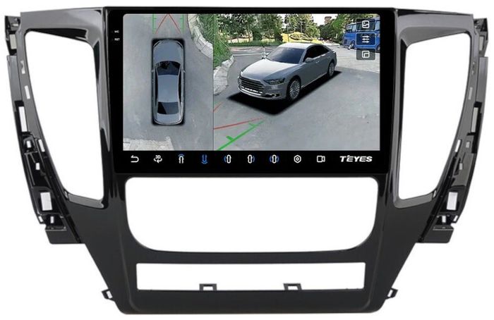 Магнитола для Mitsubishi Pajero Sport 3 2016-2020 АКПП (поддержка климата и БК) - Teyes CC3-2K-360 на Android 10, 2K QLED, 6Гб+128Гб, CarPlay, 4G SIM-слот, 4 камеры в комплекте