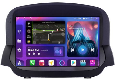 Магнитола для Ford EcoSport 2014-2017 (рамка под кожу) - FarCar 7026K монитор 9.5" QLED на Android 14, TS18, CarPlay, 4G SIM-слот