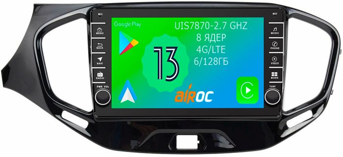 Магнитола для Lada Vesta 2015-2022, Vesta Cross - Airoc AB-3003 (кнопки и крутилки), Android 13, Быстрая, SIM-слот, CarPlay