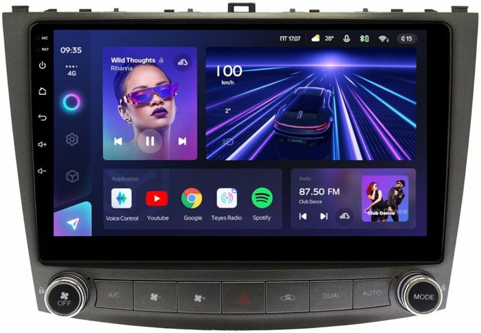 Магнитола для Lexus IS250 XE20 2005-2013 (ШГУ монохром) - Teyes CC3L монитор 10" IPS на Android 10, 8-ядер, CarPlay, 4G SIM-слот