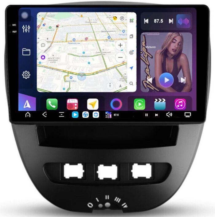 Магнитола для Citroen C1, Peugeot 107, Toyota Aygo - FarCar GX3072M монитор 10.36" 2K QLED на Android 14, TS20, 6+128Гб, CarPlay, 4G SIM-слот