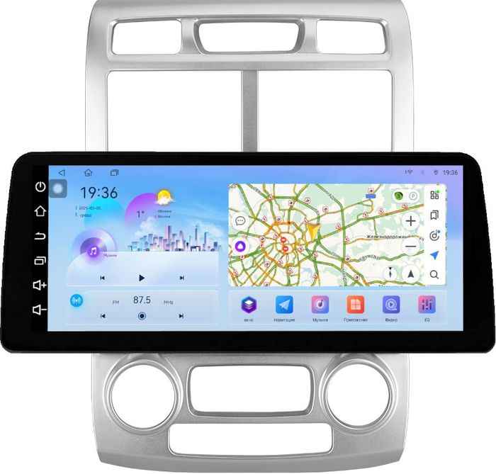 Магнитола для KIA Sportage 2 2004-2008 - FarCar монитор 12.3" 2K QLED на Android 14, Быстрая, CarPlay, 4G SIM-слот