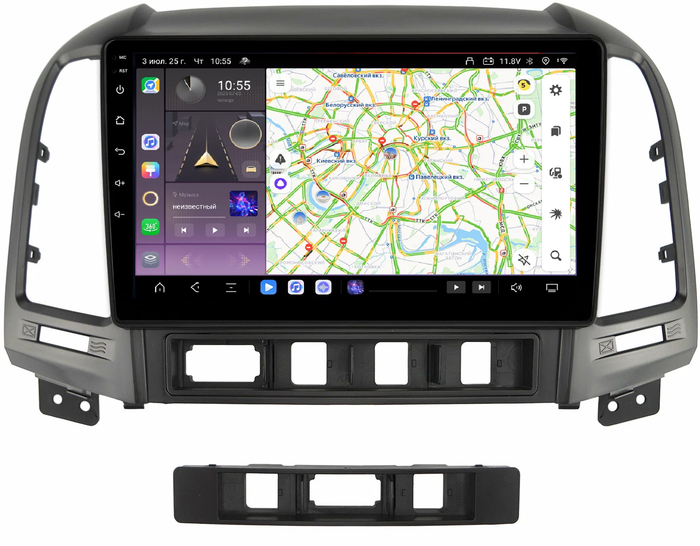 Магнитола для Hyundai Santa Fe 2006-2012 - Kuberg QLed, Android 13, Быстрейшая, CarPlay, SIM-слот