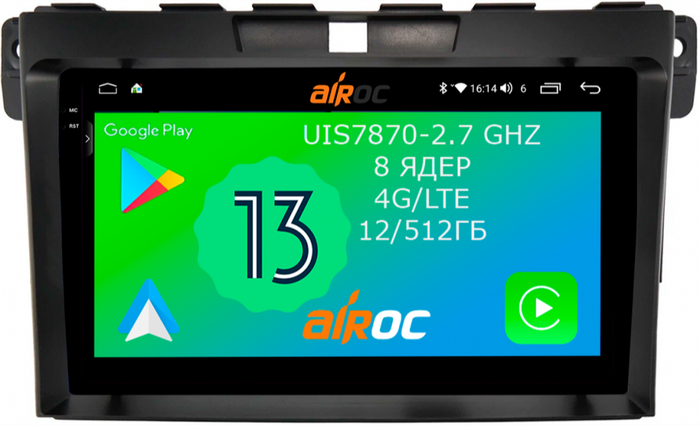 Магнитола для Mazda CX-7 2006-2012 - Airoc 2K AU-2402 на Android 13, Быстрейшая, SIM-слот