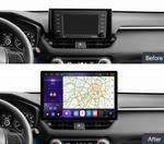 Магнитола для Toyota RAV4 5 XA50 2018-2024+ (любые комплектации) - Kuberg FT004-23/OL-1031-Q монитор 13" QLED+2K на Android 12, 4G SIM-слот, CarPlay, 6/128 ГБ
