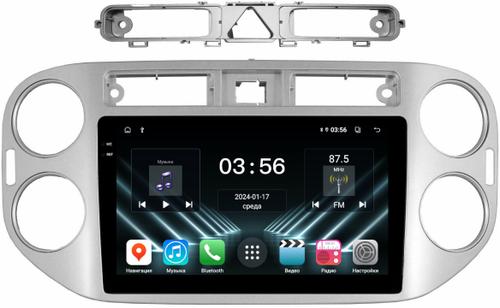 Магнитола для Volkswagen Tiguan 1 2007-2011, Golf Plus (аварийка треугольная, рамка серебро) - FarCar DX489M монитор 9.5" IPS на Android 13, 4+64Гб, CarPlay