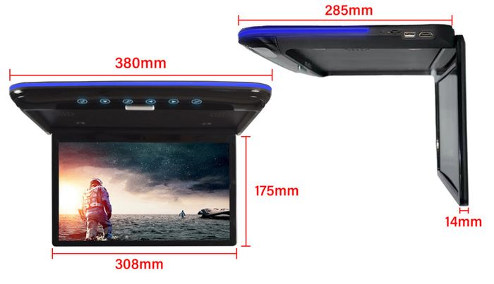 Монитор потолочный - ERGO ER1330AN-OLED с экраном 13,3” (1920х1080 OLED FullHD, смарт ТВ, 3+64Gb) серый