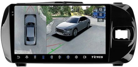 Магнитола для Toyota Vitz 3 2014-2019 - Teyes CC3-2K-360 на Android 10, 2K QLED, 6Гб+128Гб, CarPlay, 4G SIM-слот, 4 камеры в комплекте