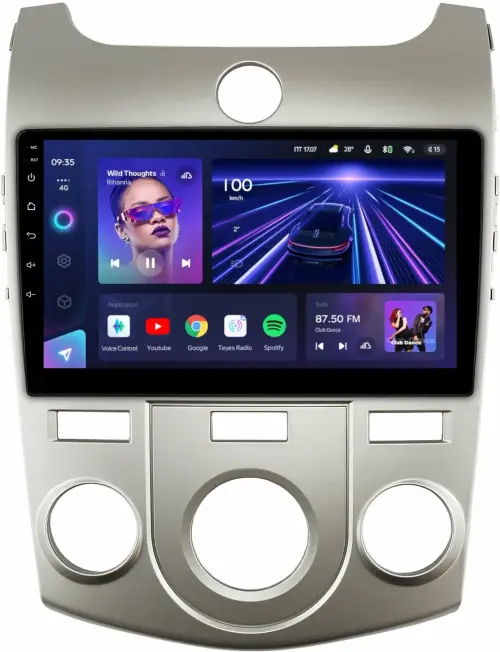Магнитола для KIA Cerato 2 2008-2013 (кондиционер, рамка серебро) - Teyes CC3L на Android 10, 8-ядер, CarPlay, 4G SIM-слот
