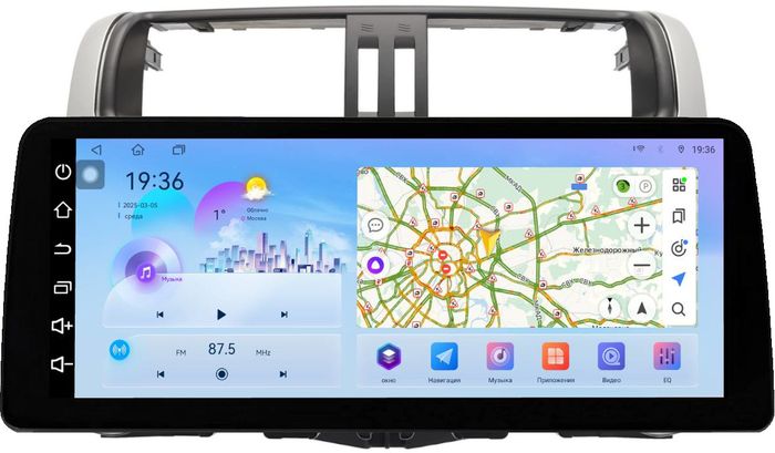 Магнитола для Toyota Land Cruiser Prado 150 2009-2013 (правый руль) - FarCar монитор 12.3" 2K QLED на Android 14, TS10, CarPlay, 4G SIM-слот