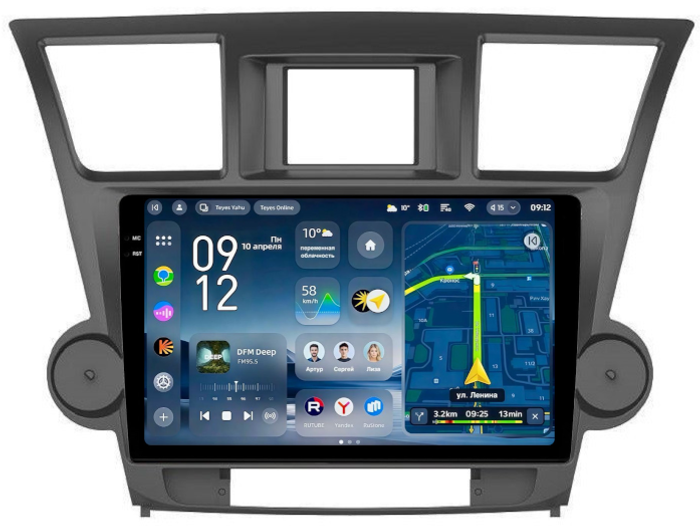 Магнитола для Toyota Highlander 2 XU40 2007-2013 (крутилки декоративные) - Teyes CC4-PRO монитор 10.36" 2K QLED на Android 13, Snapdragon 778G, ИИ, CarPlay, DSP, 4G SIM-слот