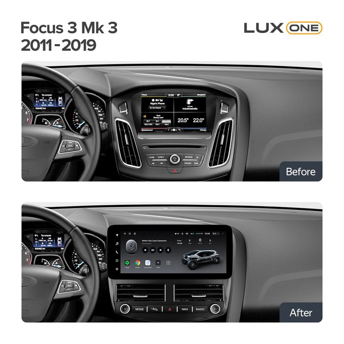 Магнитола для Ford Focus 3 2011-2019 - Teyes LUX ONE ROUND монитор 12.3" 2K QLED на Android 10, Быстрая, CarPlay, 4G SIM-слот