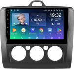 Магнитола для Ford Focus 2 2004-2011 (кондиционер, рамка черная) - Teyes CC2 PLUS монитор 9" QLED, Android 10, Быстрая, SIM-слот