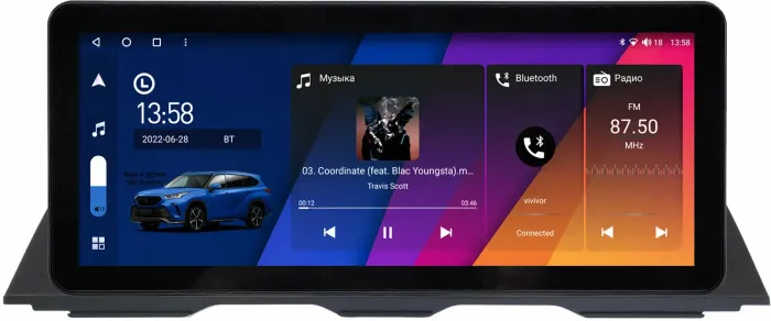 Магнитола для BMW 5-серия F10, F11 2010-2016 - Canbox H-Line 0012 монитор 12.3" QLED в стиле Audi на Android 10, ТОП-процессор, CarPlay, 4G SIM-слот