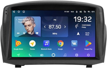 Магнитола для Ford Fiesta MK6 2012-2018 (голубой БК, рамка тип 2) - Teyes CC2 PLUS на Android 10, ТОП процессор, 4Гб+64Гб, 4G SIM-слот