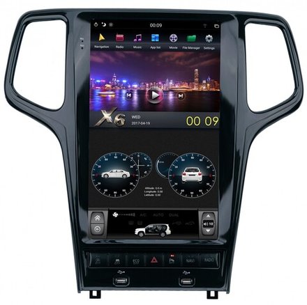 Магнитола для Jeep Grand Cherokee WK2 2010-2013 - Kuberg ZF-1827B-Q6 вертикальный экран в стиле "Тесла" на Android 11, 8Гб+128Гб, CarPlay, 4G SIM-слот