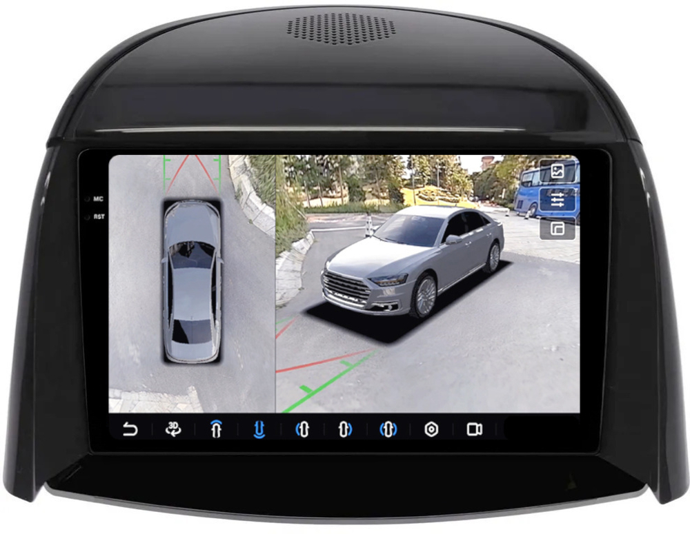 Магнитола для Renault Koleos 1 2008-2016 - FarCar BX329M-360 монитор 9.5" 2K QLED на Android 13, 6Гб+128Гб, CarPlay, 4G SIM-слот, 4 камеры в комплекте
