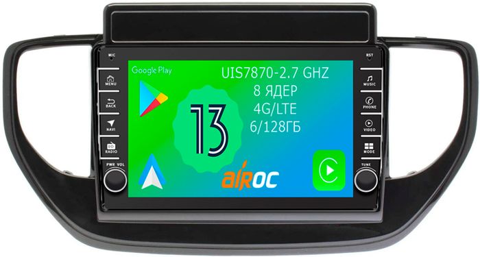 Магнитола для Hyundai Solaris 2 2020-2022 (штатная навигация) - Airoc AB-2021-N20 (кнопки и крутилки), Android 13, Быстрая, SIM-слот, CarPlay