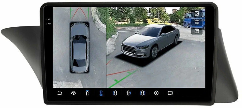 Магнитола для Lexus ES250 2012-2015 (взамен монохром экрана) - FarCar BX9-360-ES12A монитор 9.5" 2K QLED на Android 13, 6Гб+128Гб, CarPlay, 4G SIM-слот, 4 камеры в комплекте