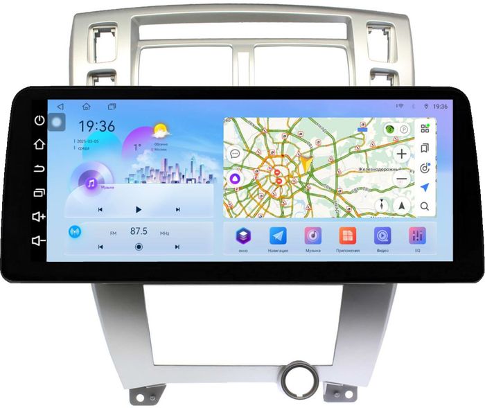 Магнитола для Hyundai Tucson 1 2004-2009 (рамка серебро) - FarCar монитор 12.3" 2K QLED на Android 14, TS10, CarPlay, 4G SIM-слот