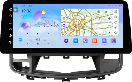 Магнитола для Nissan Teana J32 2008-2013 (ШГУ цветной, рамка 10) - FarCar монитор 12.3" 2K QLED на Android 14, TS10, CarPlay, 4G SIM-слот