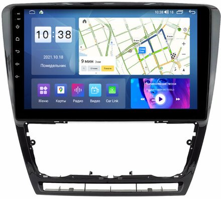 Магнитола для Skoda Octavia A5 2004-2013 (рамка черная глянцевая) - Parafar PF005BUHD на Android 13, QLED, ТОП процессор, 8Гб+128Гб, CarPlay, 4G SIM-слот