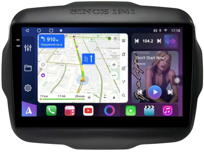 Магнитола для Jeep Renegade 2014-2021 - FarCar 9596 монитор 9.5" QLED на Android 14, TS18, CarPlay, 4G SIM-слот