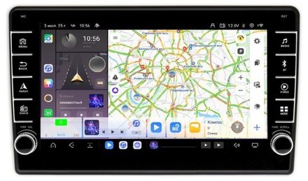 Магнитола в 10" рамку с 9" экраном, кнопками и крутилками - Kuberg OL-1015 QLed, Android 13, TS20, CarPlay, SIM-слот