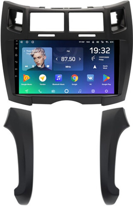 Магнитола для Toyota Vitz 2, Yaris 2 2005-2011 (рамка черная тип 2) - Teyes CC2 PLUS на Android 10, ТОП процессор, 4Гб+64Гб, 4G SIM-слот