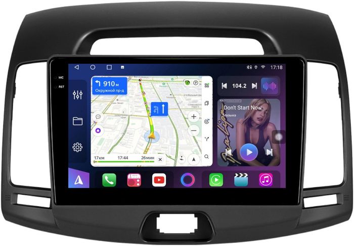 Магнитола для Hyundai Elantra 4 2006-2011 - FarCar S400-TS18 монитор 9.5" QLED на Android 14, CarPlay, 4G SIM-слот