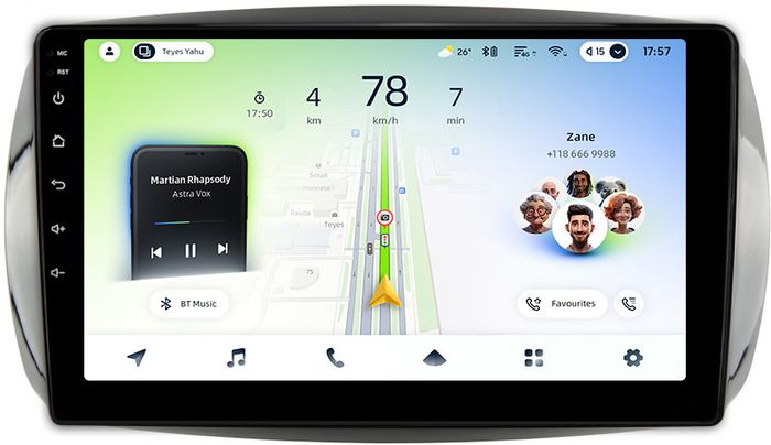 Магнитола для Mercedes-Benz Smart ForTwo/ForFour W453 2014-2023 - Teyes CC4L монитор 9" IPS на Android 14, Быстрая, Snapdragon 662, CarPlay, 4G SIM-слот