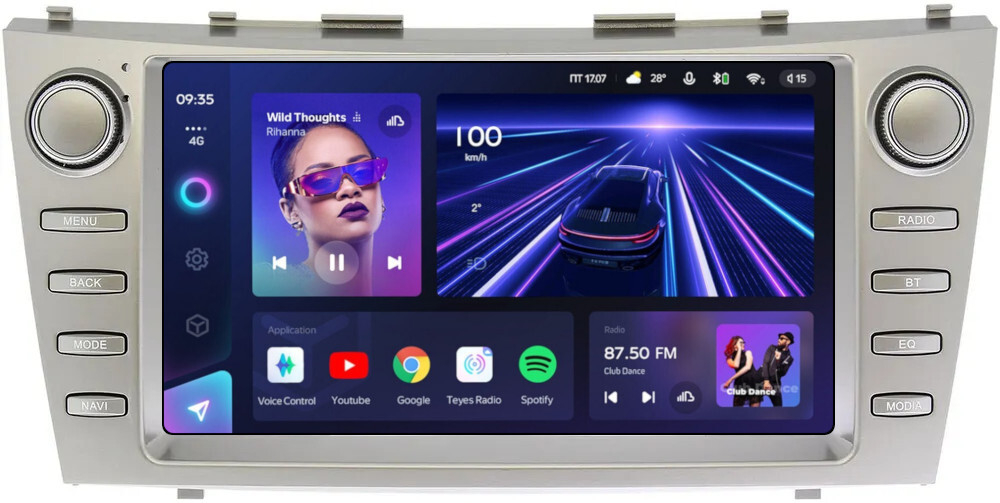 Магнитола для Toyota Camry 2006-2011 XV40 (рамка с крутилками) - Teyes CC3 Android 10, ТОП процессор, 4/32 Гб, CarPlay, SIM-слот