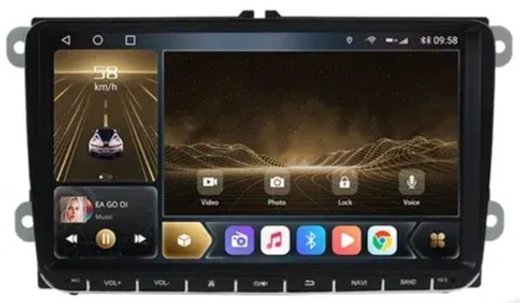 Магнитола для Volkswagen T5, T6, Tiguan, Passat, Polo, Jetta, Amarok, Golf и др., Skoda Fabia, Rapid - Kuberg OL-9972-P на Android 10 и 4ГБ-64ГБ, CarPlay, SIM-слот