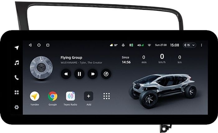 Магнитола для Volkswagen Golf 7 2012-2020 (рамка черный глянец) - Teyes LUX ONE ROUND монитор 12.3" 2K QLED на Android 10, CarPlay, 4G SIM-слот