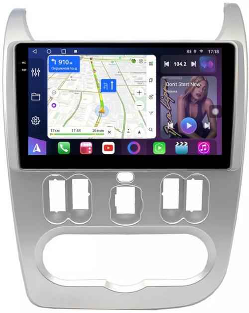 Магнитола для Renault Logan/Sandero 1 2009-2014 - FarCar BM752M монитор 9.5" QLED на Android 14, TS10, 4+32Гб, CarPlay, 4G SIM-слот