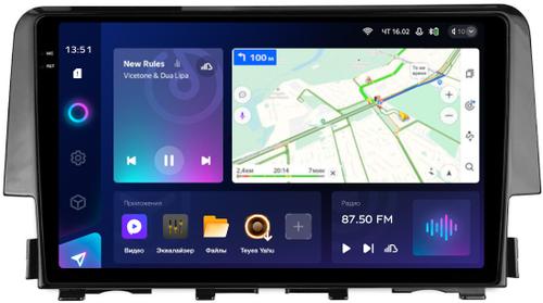 Магнитола для Honda Civic 10 2015-2021 - Teyes CC3-2K монитор 9.5" 2K QLED на Android 10, ТОП процессор, CarPlay, 4G SIM-слот